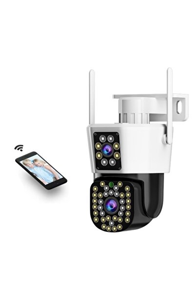 Jortan Cameră de supraveghere duală WiFi JT-8293QJ 6MP, Full HD, Alb + Card de memorie 32GB