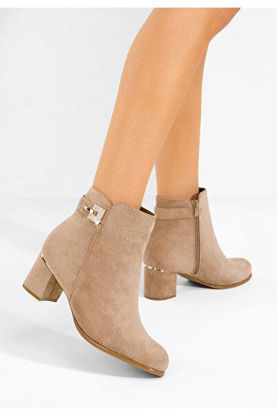 B T Shoes Botine cu toc gros Noralia kaki