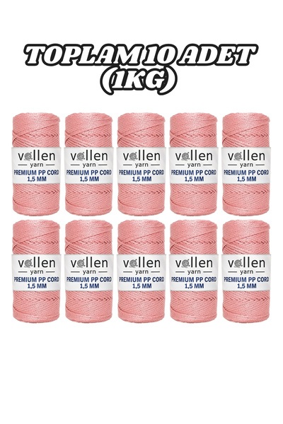 vollen yarn Polyester Makrome İpi 1.5 mm 100 g 150 m – 10’lu Paket, Supla ve ...