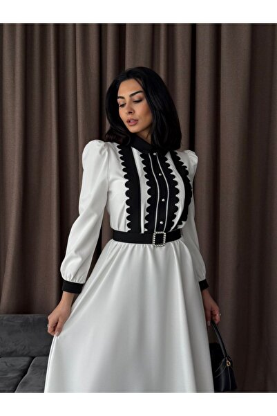 suphias Atlas Fabric Dress (Belt Included)