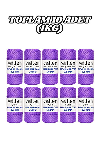 vollen yarn Polyester Makrome İpi 1.5 mm 100 g 150 m – 10’lu Paket, Supla ve ...