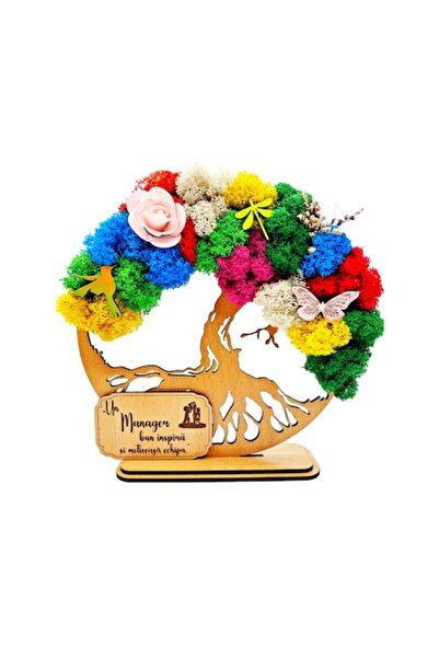 OEM Cadou Copacul Vietii, cu licheni stabilizati, din lemn bej, „Manger”, 20c...