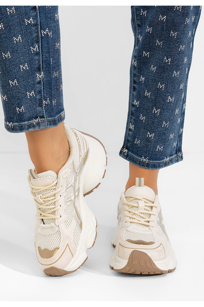 B T Shoes Béžové dámské tenisky na klínku Kaliora