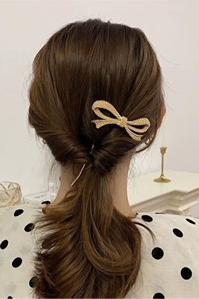 CAŞ DEKORASYON Μεταλλικό κούμπωμα με κορδέλα σε χρυσό χρώμα και πέρλες