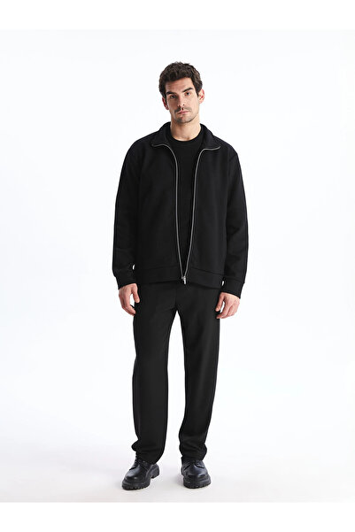 LC Waikiki LCW Vision Siyah Dik Yaka Uzun Kollu Erkek Fermuarlı Sweatshirt