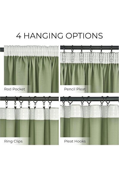 MIULEE Set 2 Draperii Blackout, 140 x 240 cm, Verde Inchis - CN