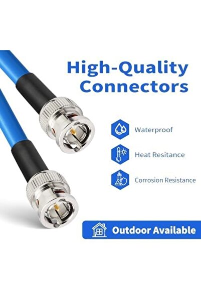 DTK Audio-video BNC Adapter Cable, 5m, 75 Ohm, Supports HD-SDI/3G-SDI/4K/8K, Blue - CN