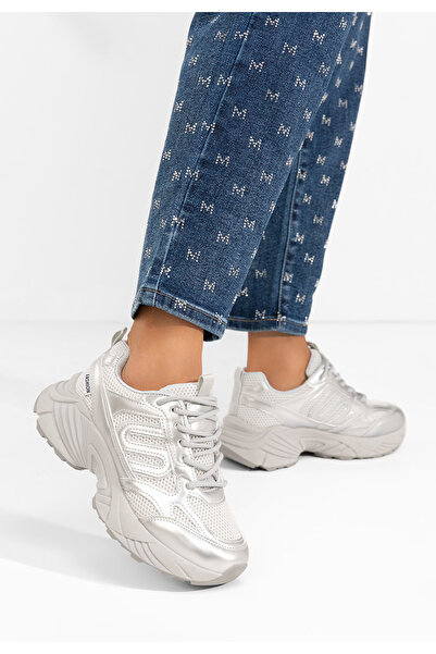 B T Shoes Stříbrné dámské tenisky Angelika