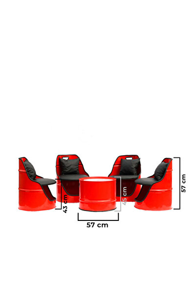 ACAR METAL Varil Oturma Grubu Dört Kişilik