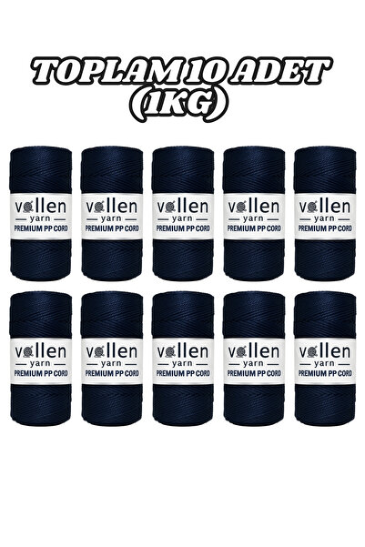 vollen yarn Polyester Makrome İpi 1.5 mm 100 g 150 m – 10’lu Paket, Supla ve Çanta ipi