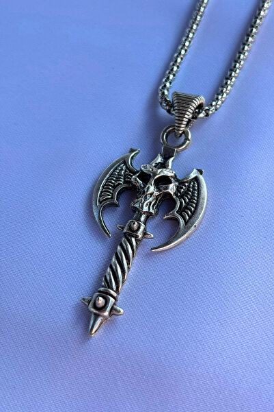 Begondio Savaş Baltası El İşçiliği Paslanmaz Çelik Zincir Erkek Kolye