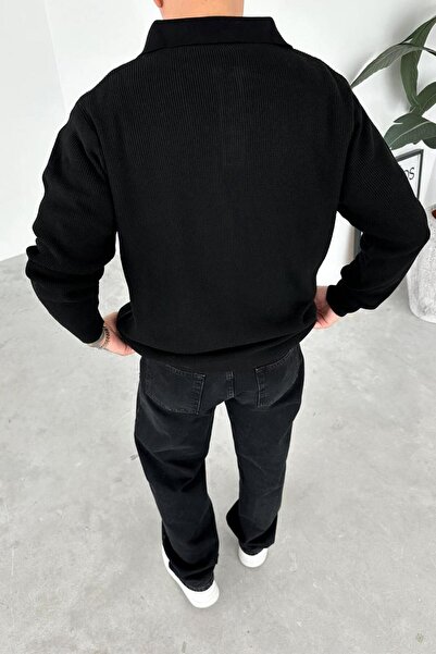 HAFKAGİYİM Black Basic Polo Neck Knit Sweater