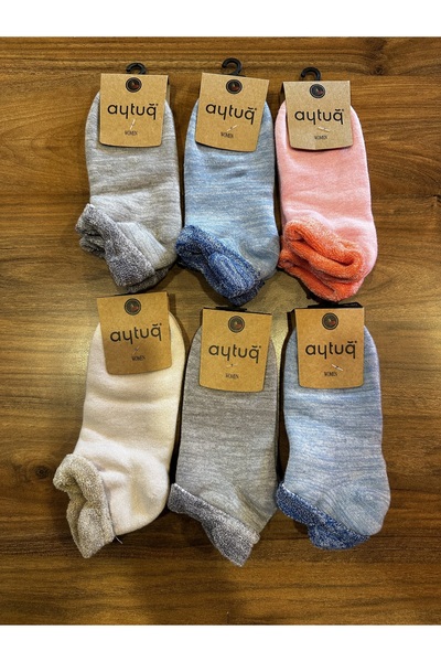 Aytuğ Women's Winter Soft Comfortable Towel Booties Socks 6-Piece Pack