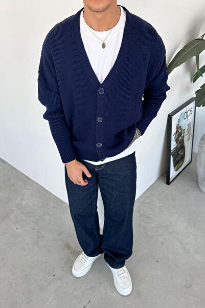 HAFKAGİYİM Світло-синій светр з V-подібним вирізом і ґудзиками