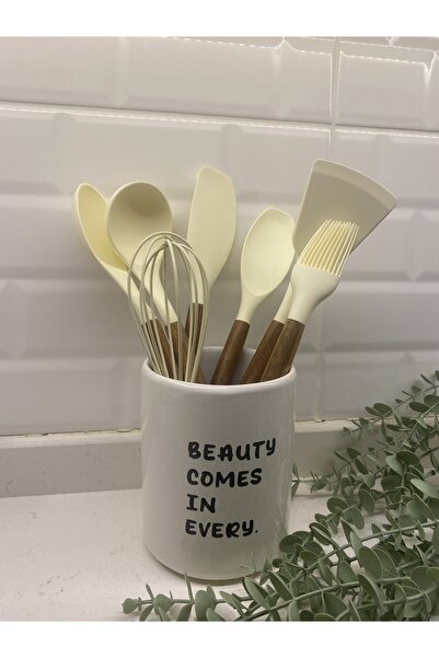 magical dreams Wooden Handle Silicone Serving Set- Ceramic Spoon Holder