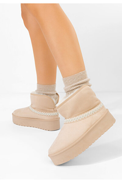 B T Shoes Béžové dámské válenky na platformě Orelis