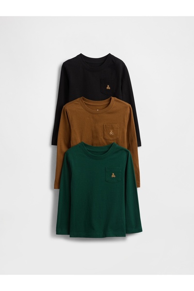 GAP Erkek Bebek Yeşil 3'lü Mix & Match Cepli T-Shirt