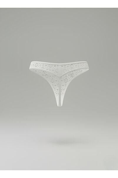 Hmd Beyaz String Tanga Seksi Dantel İşlemeli Yumuşak Kumaş İç Giyim