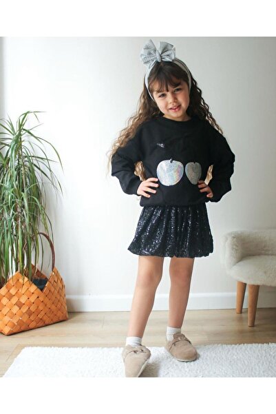 Butik KIZ ÇOCUK PAYETLİ ETEKLİ 2'Lİ PAMUKLU TAKIM