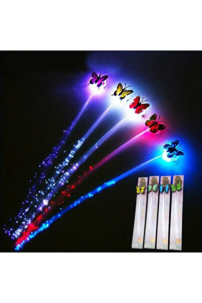 Genel Markalar Led Fiber Optik Işıklı Kelebek Saç Klipsi