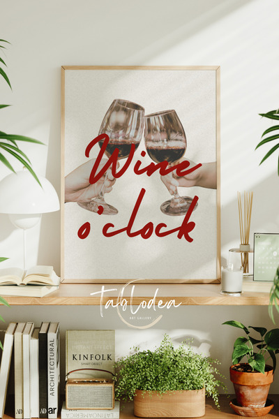 tablodea Pictură decorativă modernă cu tematică retro cu vin, în stil minimal...