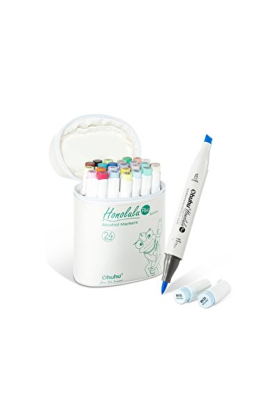 Ohuhu Honolulu Plus, Series Supreme, Set 24 Markere, Baza Alcool, Dual Tips B...