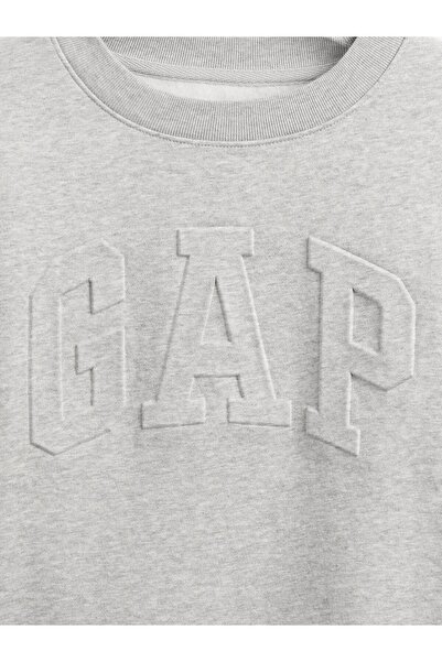GAP Kadın Açık Gri VintageSoft Logo Wedge Sweatshirt