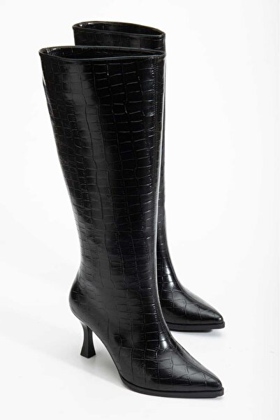 CHİCELLA Velora Siyah Sivri Burun Kadın Topuklu Çizme