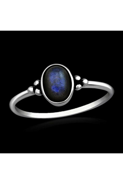 Silver berry S925 Baby Blue Ring decorated with Labradorite Size 51