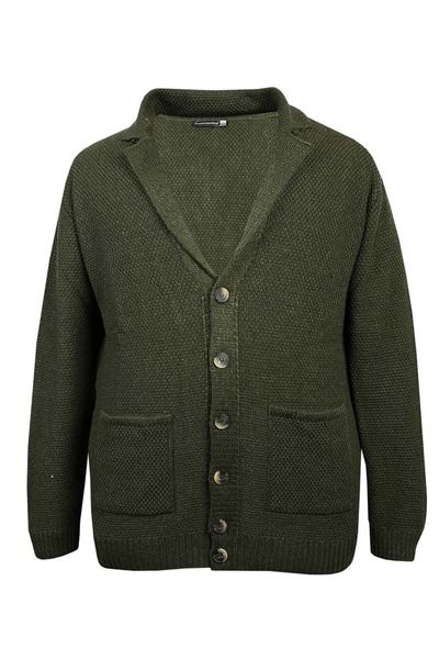 tambattal Plus Size Buttoned Jacket Collar Men's Knitwear Cardigan (Comfortable Fit)