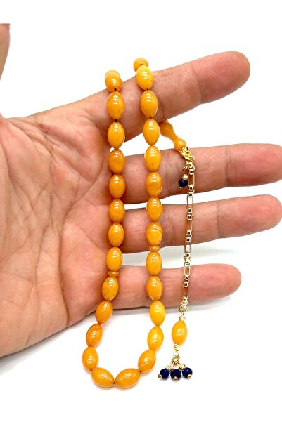 Kehribar سبحة خرز مصنوعة من مادة مميزة بتصميم خاص - 7×10 مم - نموذج مقطوع بشك...