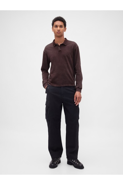 GAP Erkek Kahverengi Heavyweight Jersey Polo T-Shirt