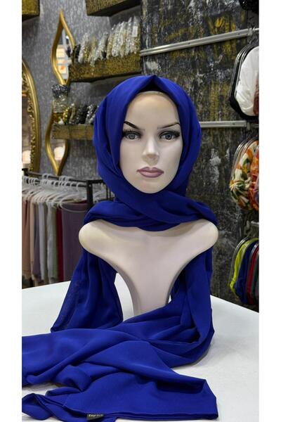 zagreus Kadın saks mavisi janjan şal uzunluk 2.50metre abiye abayalar için ço...