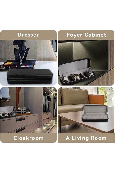 BIGTHREE Watch Display Storage Box, 6 Slot PU Leather Watches Organizer Storage