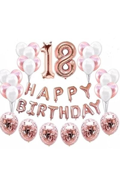 Shop Carnaval Set Baloane LA MULȚI ANI, 18 ani, Auriu Roz
