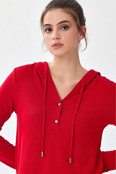 İKİLER Önü Çıtçıtlı Kapüşonlu Bluz 256-1001