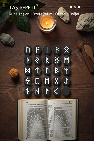 TAŞ SEPETİ Набір рунічних каменів для ворожіння 25 рунічних каменів + спеціальний мішечок Стародавні символи Спеціальне виготовлення