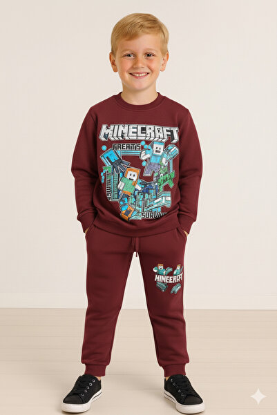 LİTTLE TORTOİSE Minecraft Game Desenli Mavi Renkli Erkek Çocuk Şardonlu Sweat...