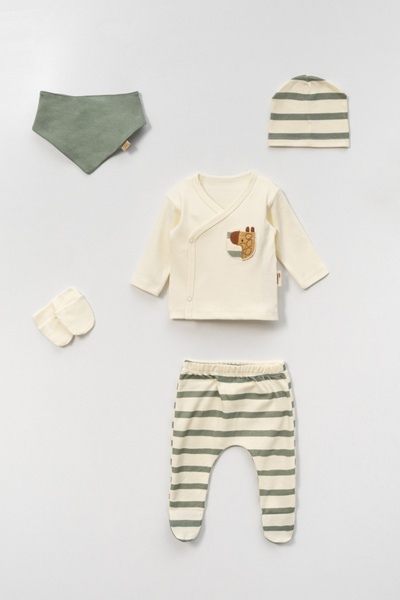 vovido بنطلون زيبرا سيب مطرز بخطوط، طقم من 5 قطع