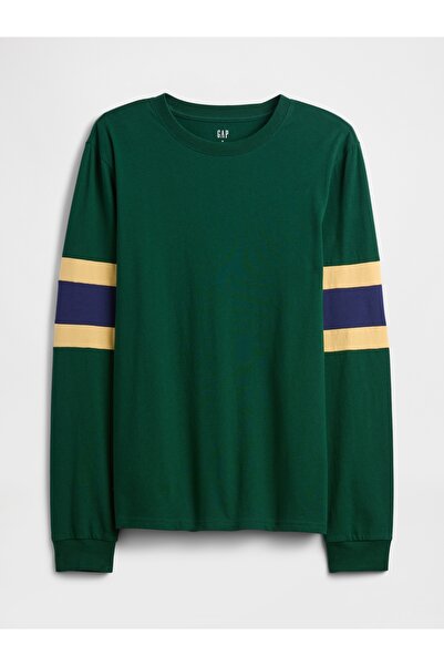 GAP Erkek Koyu Yeşil Everyday Soft Varsity Bisiklet Yaka T-Shirt