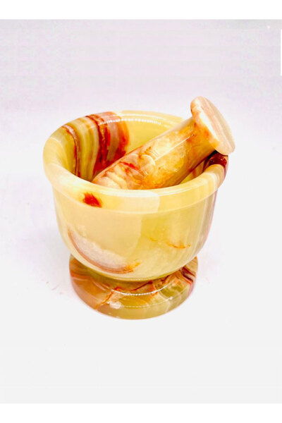 M.A Traders Onyx Marble Pestle & Mortar -4 Inch Langri Kitchen Utensil for Spices and Dry Fruits (2 Colors )