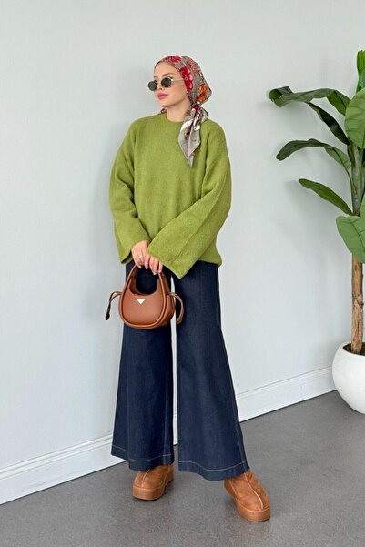 Şulemoda Giyim Manolya Kol Salaş Kedi Sakal Bluz Yağ Yeşili