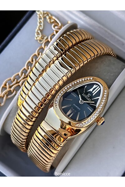 Reward Kalından İnceye Doğru Taşlı Yılan Saat (2 Tur),Kibar Kasa (24 Çap),3 ATM Yeşil ÇELİK Kordon