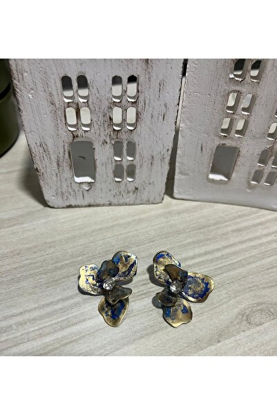 LikeMeByMelike Dip Reçine ve Bakır Tel ile Üretilmiş Tasarım Çiçek Küpe