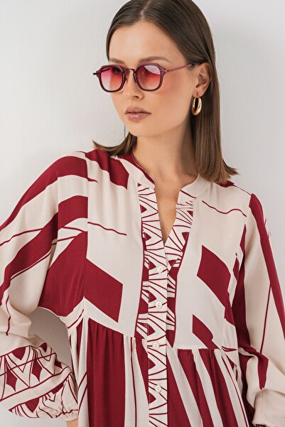 Hiccup Bdart Buttoned V-Neck Patterned Maxi Dress