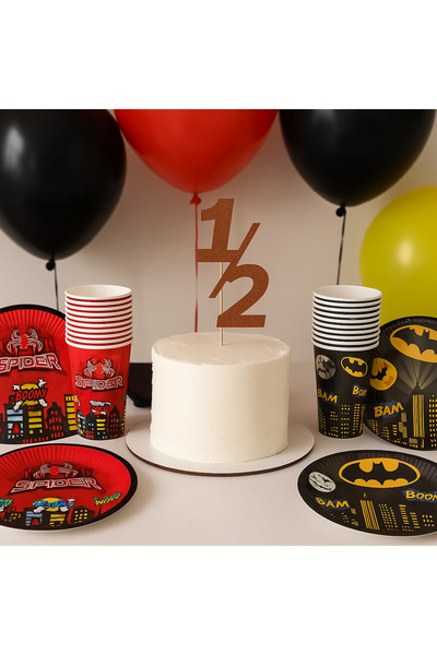 Partifabrik Yarasa Temalı Karton Tabak Bardak Set 8 Tabak 8 Bardak