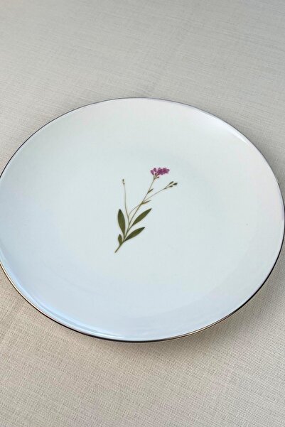 tabakevi Tabak Evi Porcelain Natura Broadcloth Gold Gilded Serving Plate 24.50cm Set of 4