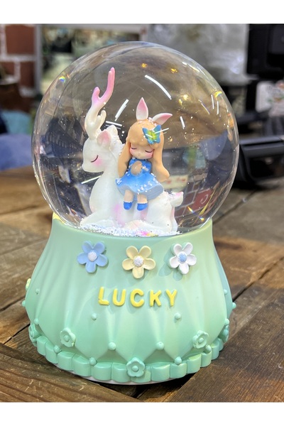 nesever store Prenses Unicorn Mega Boy Kar Küresi Otomatik Işıklı Müzikli Kar...