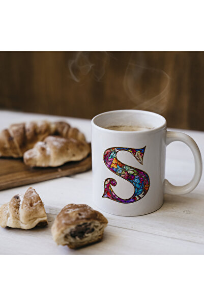 Kupa كوب بحرف S سعة 330 مل - هدية مخصصة بالاسم/الحرف، تصميم حروف ملونة