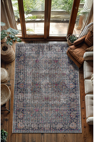 BigArts Home Makinede Yıkanabilir Kaymaz Taban Leke Tutmaz Göbekli Salon Halı...